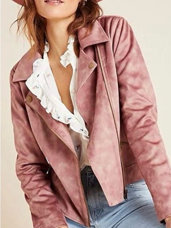 Anthropologie Jackets & Blazers - Anthropologie Ladies Pink Sueded Tie Dye Moto Jacket - M